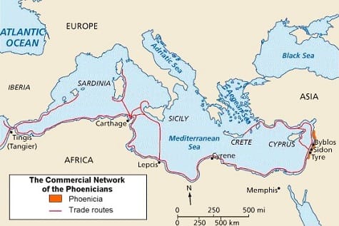 A map of the Mediterranean.