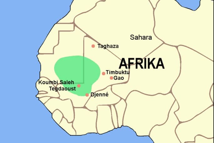 Map of Africa with a green spot.