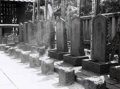 A row of tombstones.