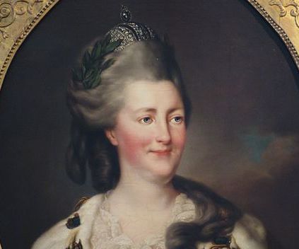 Painted portrait of a smiling woman.